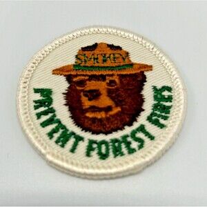 VINTAGE SMOKEY BEAR PATCH - 2" Round - Prevent Forest Fires- Iron-On - USFS